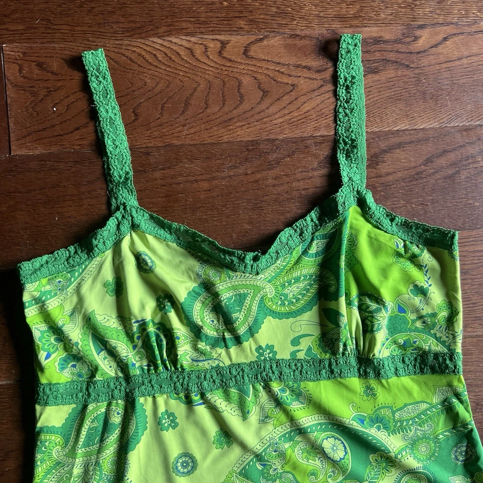 Top Camisola de Encaje Cachemira De Colección Y2K Para Mujer Talla 16 Verde Kelly Elastizado Artístico Foto 2 de 4