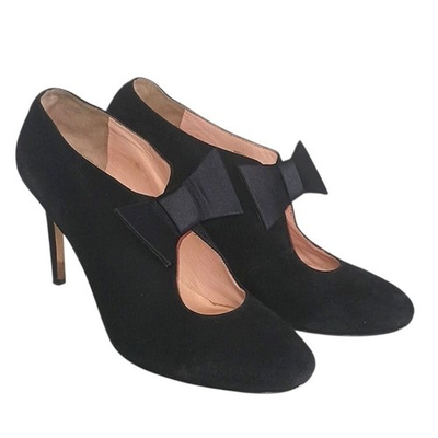 #ad Kate Spade Basil Bowtie Pump Black Suede 6.5 $45.00