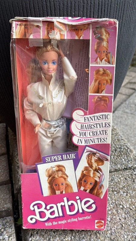 Mattel Super Hair Barbie Doll 1986 3101 Original Box Unopened