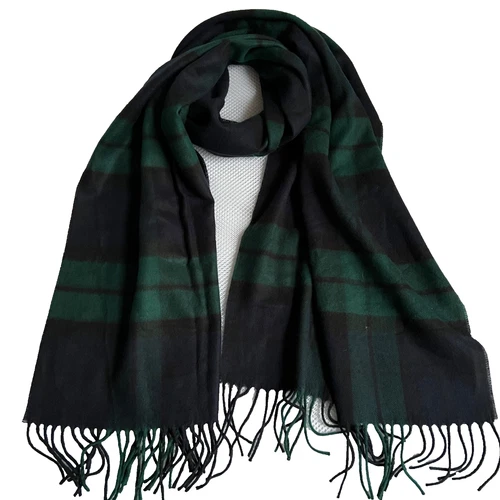 Tucher Assessories SCARF Cashmink Plaid Tartan Rectangle Green Blue 16" x 62"
