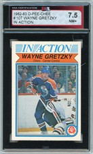 1982/83 OPC O-Pee-Chee Wayne Gretzky In Action Graded Hockey Card #107 KSA 7.5
