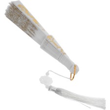  Vintage Folding Hand Fan Embroidered Handheld Folding Fan for Wedding Dancing