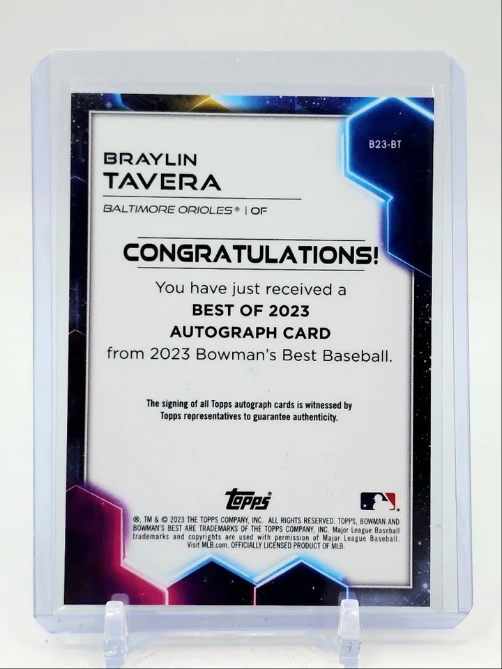 BRAYLIN TAVERA 2023 BOWMAN'S BEST OF 2023 AUTOGRAPH BASEBALL AUTO Q0902 - Image 2 of 2