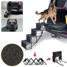 Portable 4 Step Folding Pet Dog Car Boot Access Steps Ladder Stairs Ramp UK