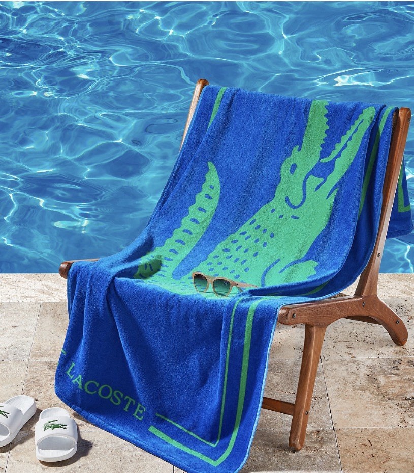 Authentic 100% Cotton Lacoste Beach Towel New 36x72” Large Logo