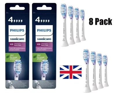 Paquete de 8 cabezales de cepillo de dientes sónico Philips Sonicare G3 Premium para el cuidado de las encías blancos HX9054/
