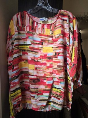 True Lux Jean Shirt Women's XL Abstract Print, Multicolor