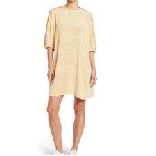 Samsoe Samsoe Women's Dress Size Large Yellow Floral Cottagecore Boho Casual 