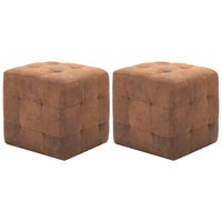 Nachttisch Set 2 StüCk Braun 30X30X30 Cm Wildleder-Optik