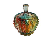 Barattolo con coperchio in vetro artistico arcobaleno bolla stile Murano porta caramelle