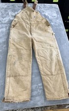 Carhartt Double Front Knee Bib Overalls Insulated Faded Distressed Workwear XL