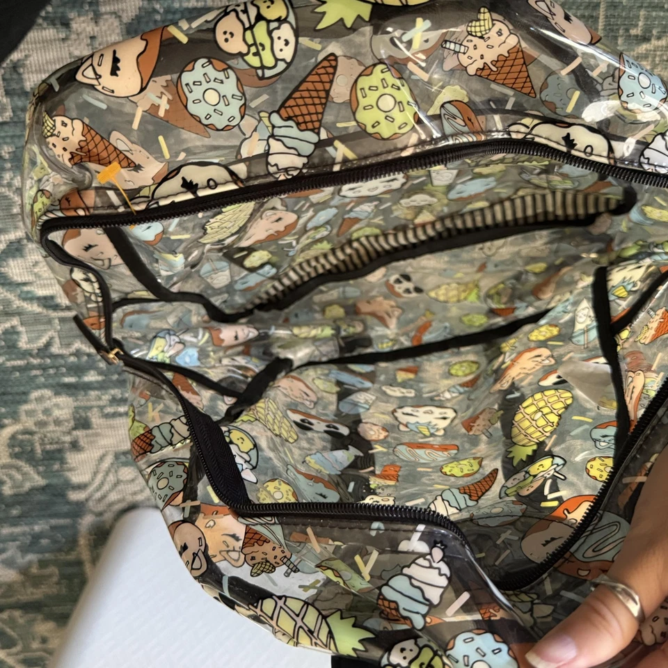Betsy Johnson Backpack Large Clear Kawaii Cat Food Pineapple Ice Cream Donut - Image 2 of 4