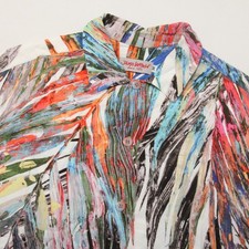 Jams World Men's M Medium Abstract Palm Leaf Hawaiian Button Down Shirt White