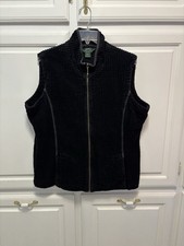 Woolrich Corduroy Vest Zip Up Black Soft Ribbed Outdoors Women  s Size XL