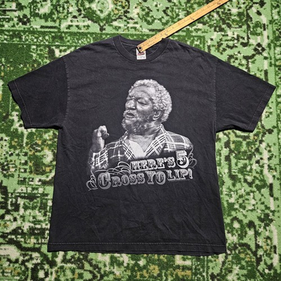 #ad Vintage Sanford And Son Shirt XL Size Heres Five Cross Yo Lip Black Show Sitcom $24.99