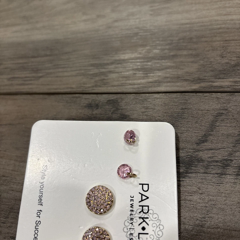 Park Lane Earrings 3 Pairs Gold And Pink Rhinestones  - Изображение 4 из 4