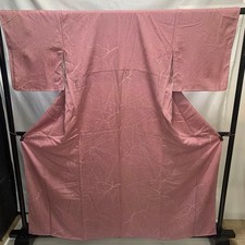 Pure Silk Plum Pink Pattern Kimono Used, Handmade, Japan