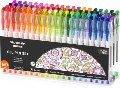 160 Pack Glitter Gel Pens 80 Colors Glitter Gel Pens Set with 80 Refills for ...