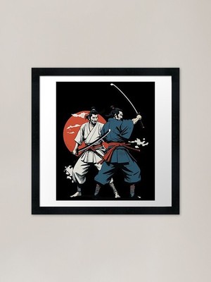 Samurai Bild Ukiyo-E Retro Vintage gerahmt Wandbild Poster Leinwanddruck Bild