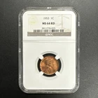 1953 Lincoln Wheat Cent NGC MS64 RD Uncirculated Red