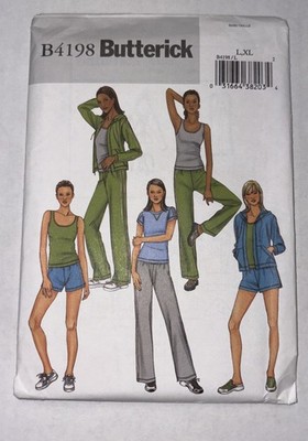 BUTTERICK Fast & Easy B4198  Jacket Tank Top T-Shirt Shorts Pants Size L XL UC