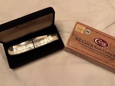 Case Trapper SS Knife Brick Mother of Pearl Knife Mint In Display Case 254 Rare
