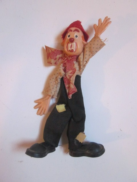 Vintage Clown Hobo Plastic HEAD & SHOES Wire Legs Arms RUBBER HANDS 5 inches