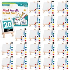 20 Set Mini Canvas Painting Kit, Minis Acrylic Paint Set, Valentines Day Gift...