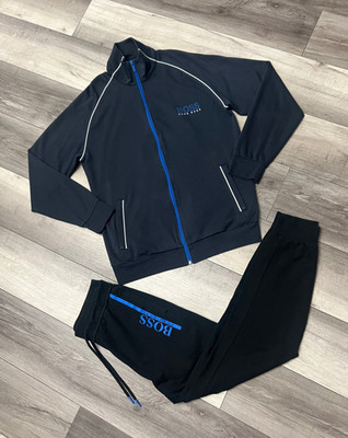 Hugo Boss Men's Tracksuit Black Navy Blue Royal Blue Jacket XL Pants Medium