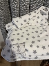 Early Days Little Bear White Fleece Cot Pram Blanket Primark Stars
