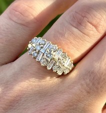14k Yellow Gold 0.60ctw Round And Baguette Diamonds Ring Band 