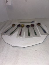 7 Pieces Rainbow Flower Spoon Coffee Teaspoon Set, Stainless Steel Reusable Cute