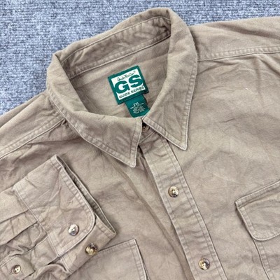 Gander Mountain Guide Series Button Down 2XL Tan Cotton Utility Shirt Mens