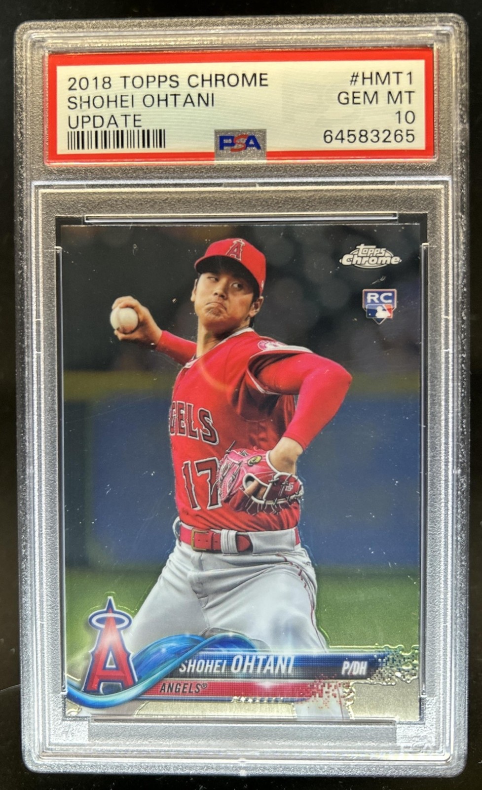 2018 Topps Chrome Update Shohei Ohtani RC Rookie #HMT1 Angels PSA 10 GEM MINT view 1