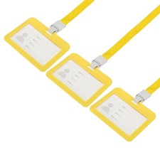 ID Badge Holders, 4x3.1 Inch Horizontal Name Tag, Yellow 3 Piece