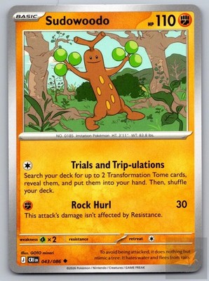 Sudowoodo 043/086 Uncommon Chaos Rising Pokemon Near Mint