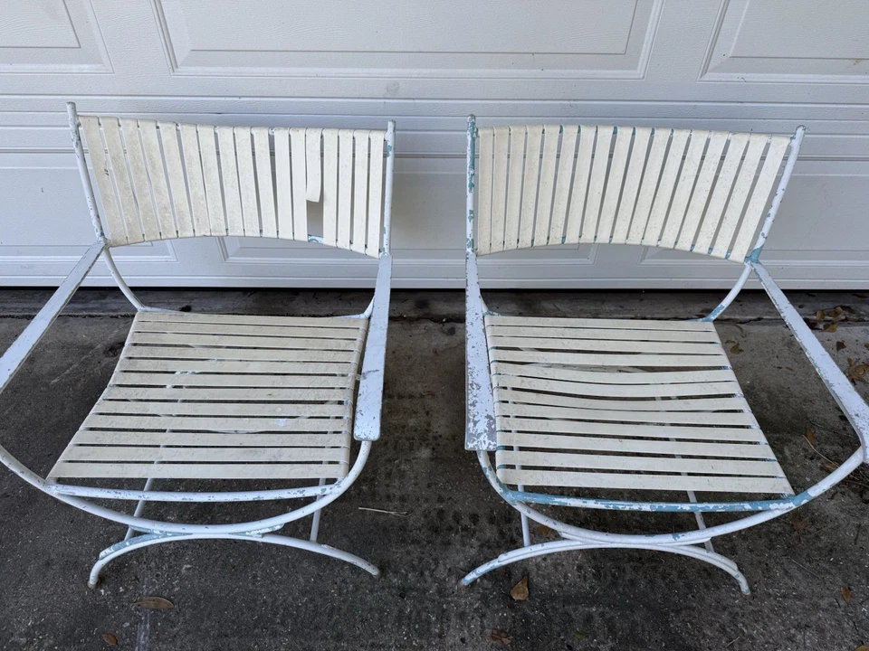 Vintage Maisen Janson Mid Century Folding Aluminum Pool Lawn Chair Vinyl - Image 2 of 4