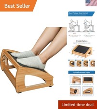Luxurious Adjustable Ergonomic Footrest - Natural Wood, Large Anti-Slip Surface