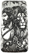10 ozt 999 Fine Silver Art Bar- LION MAN - ADAMO TECHNE - Limited Edition 88.87 per troy oz