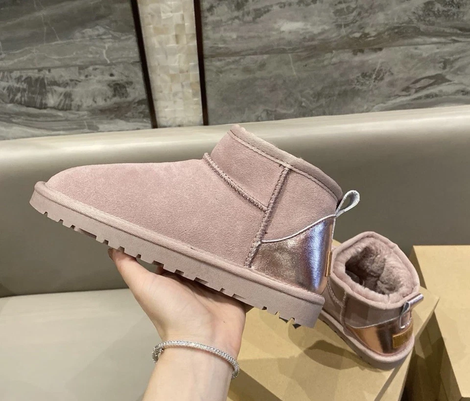 Bottes après-ski femme daim rose à enfiler doublées semelle crantée EU 38 - Photo 1/1