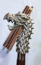 Antique Dragon Head Design Handle Style Wooden Walking Stick Vintage Cane Gift