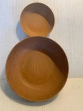 MCM Mid Century Modern Retro Faux Wood 9.25 in Bowl w/1 Smallar Bowl 5.25 in