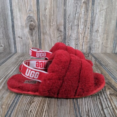 Ugg Girls Fluff Yeah Red Slingback Slippers Open Toe Kids 12 EUR 30