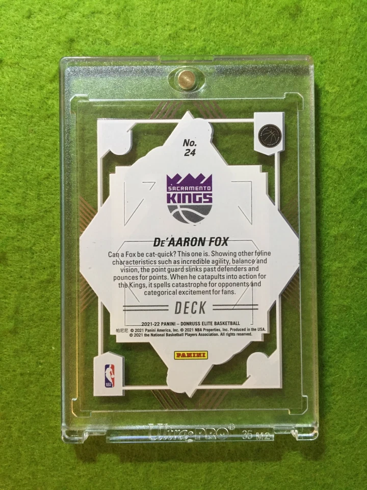 DE'AARON FOX CLEAR CARD JERSEY #5 KINGS  2021-22 Donruss Elite DECK De'Aaron Fox - Image 2 of 4