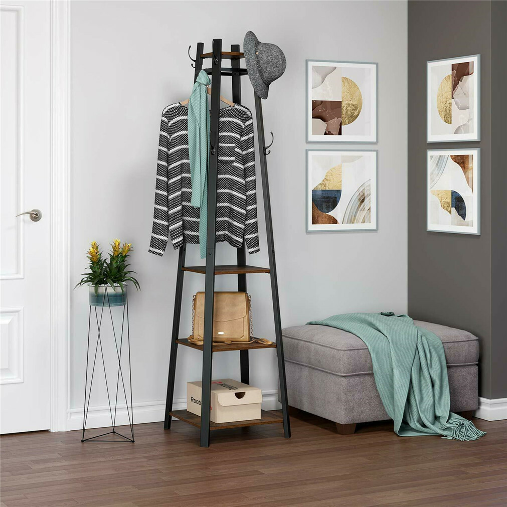 Heavy Duty Hall Tree Hat and Coat Stand Corner Home Storage with