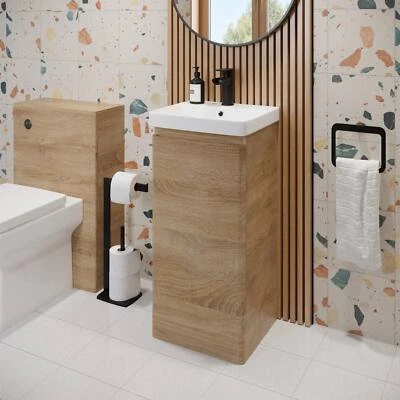 REGIS Wood Freestanding Cloakroom Vanity Unit with Basin - 400mm Modern Bathroom