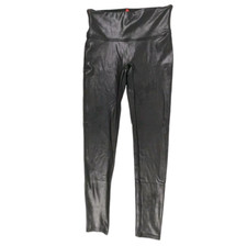 Spanx Ready to Wow Leggings Women's Size Large L Black Stretch Faux Leather EUC