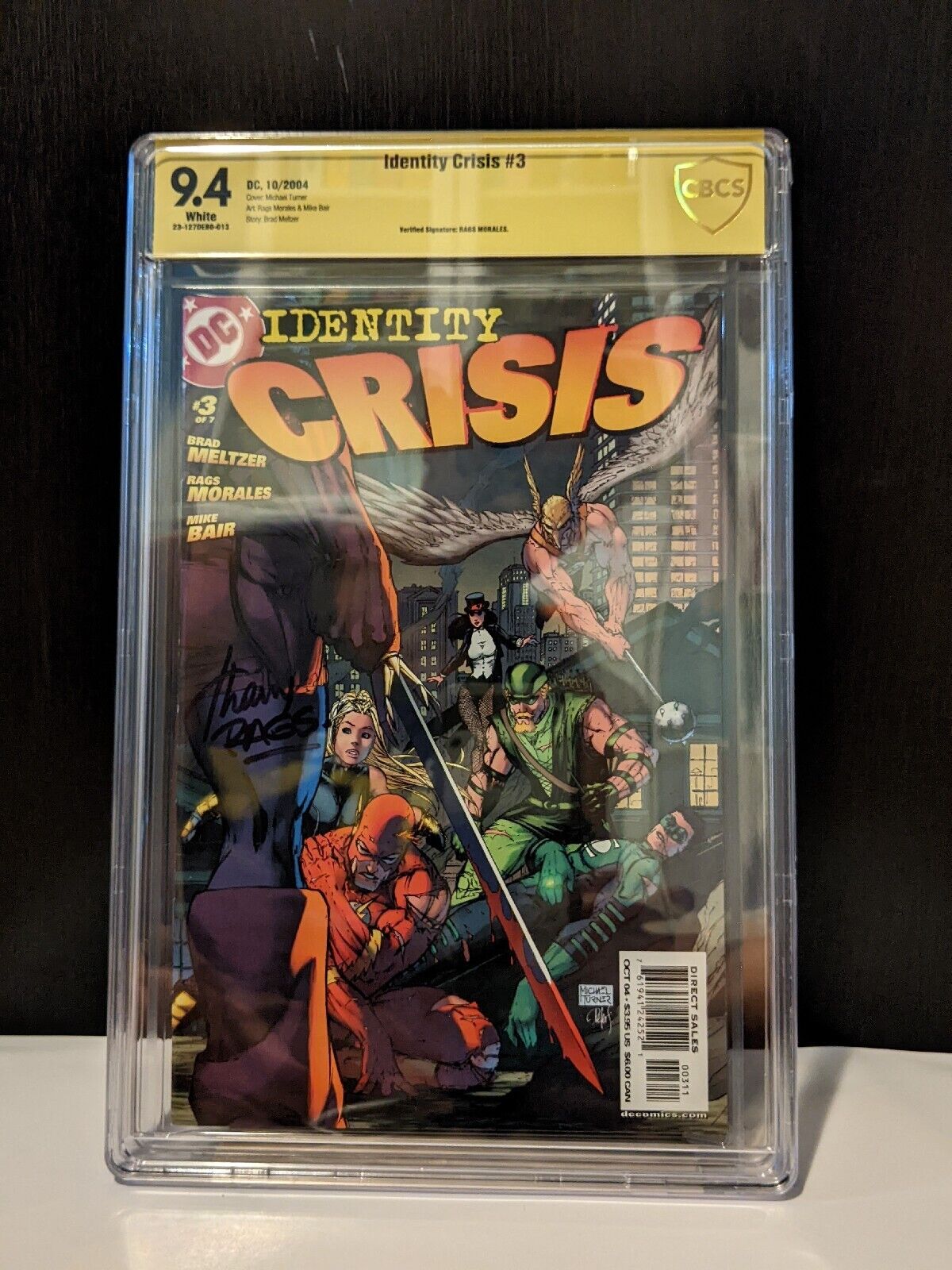 Modern Age DC Comic 2004: Identity Crisis #3 CBCS 9.4 Signed by Rags Morales