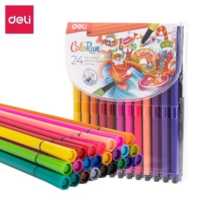 Deli 24 Colors Professional Felt Pen Creativity Painting Pen Students Drawing