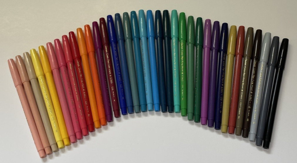 Vintage PENTEL 36 Colors Pens Fine Point Marker Set Original